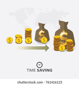 Time saving concept. Use for business, marketing, creative, web design, workflow and graphics. Vector, Background.
