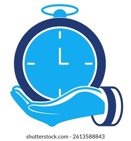 Time saving icon represented by hand, clook Dualtone style.