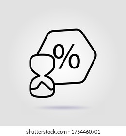 Time saving line icon on gray background with soft shadow