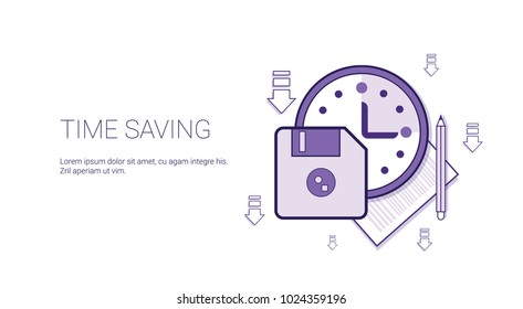 Ahorro de Tiempo Banner Web Con Espacio De Copia Ilustración Del Vector De Concepto De Gestión De Programación Comercial