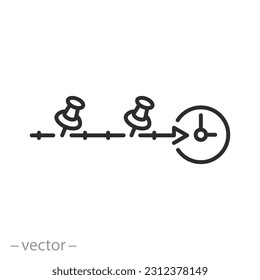 time scale icon, timeline concept, calendar work planning, thin line symbol - editable stroke vector illustration
