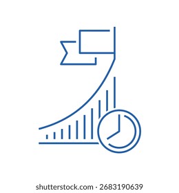 Time and schedule for achieving the goal. Speed ​​of task completion.Vector linear icon illustration isolated on white background.