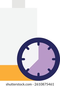 Time Schedule Battery Icon Vector Flat Illustration