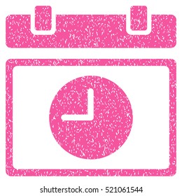 Time Schedule grainy textured icon for overlay watermark stamps. Flat symbol with scratched texture. Dotted vector pink ink rubber seal stamp with grunge design on a white background.