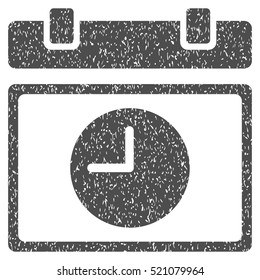 Time Schedule grainy textured icon for overlay watermark stamps. Flat symbol with dust texture. Dotted vector gray ink rubber seal stamp with grunge design on a white background.