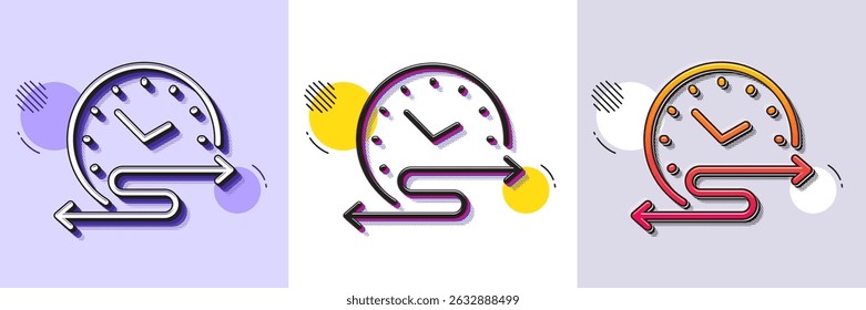 Symbol für Zeitplanposition. Gestricheltes Rastermuster. Farbverlaufssymbol mit Schatten. Fahrplanschild für den Verkehr. Symbol für die Aufgabenzeitverwaltung. Symbol "Zeilenzeitplan". Verschiedene Designs. Vektorgrafik