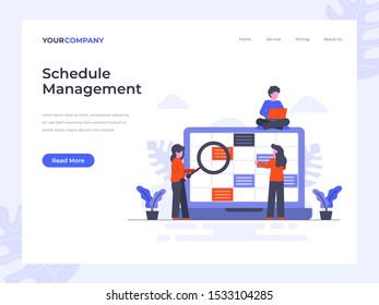 Time schedule management flat vector illustration concept, can be used for landing page, ui, web, app intro card, editorial, flyer, and banner.