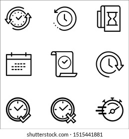 Time and Schedule stroke symbol icons set.