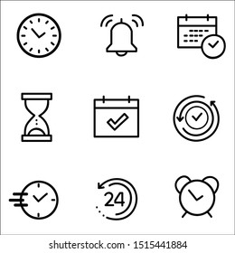 Time and Schedule stroke symbol icons set.
