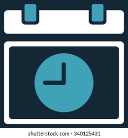 Time Schedule vector icon. Style is bicolor flat symbol, blue and white colors, rounded angles, dark blue background.