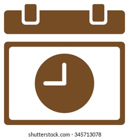Time Schedule vector icon. Style is flat symbol, brown color, rounded angles, white background.