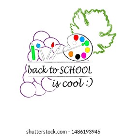 Time to school.Time for fun.Education scene with grapes and pencils.Autumn.Back to school is cool.Learning.
