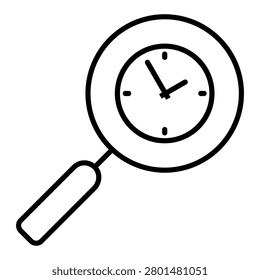 Time search icon vector. Clock lookup illustration sign. Time finder symbol. Schedule search logo or mark.