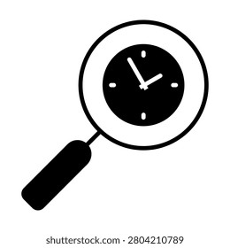 Time search icon vector. Time lookup illustration sign. Clock search symbol. Time finder logo or mark.