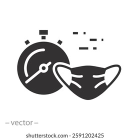 time self-isolation completed, quarantine is over icon, epidemic termination, virus finish, flat vector illustration