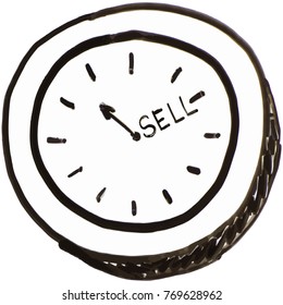 Time To Sell White Board Illustration
