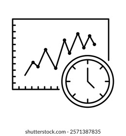 Time Series Analysis – Graph with Clock Representing Temporal Data Insights