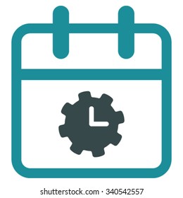 Time Service Date vector icon. Style is bicolor flat symbol, soft blue colors, rounded angles, white background.