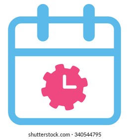 Time Service Date vector icon. Style is bicolor flat symbol, pink and blue colors, rounded angles, white background.
