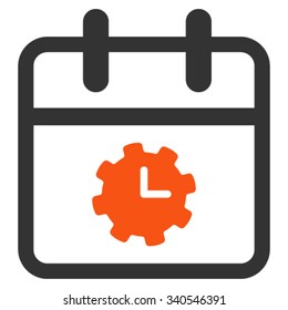 Time Service Date vector icon. Style is bicolor flat symbol, orange and gray colors, rounded angles, white background.