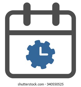 Time Service Date vector icon. Style is bicolor flat symbol, cobalt and gray colors, rounded angles, white background.