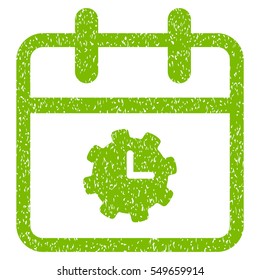 Time Service Day grainy textured icon for overlay watermark stamps. Flat symbol with unclean texture. Dotted vector eco green ink rubber seal stamp with grunge design on a white background.