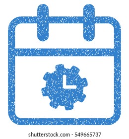 Time Service Day grainy textured icon for overlay watermark stamps. Flat symbol with unclean texture. Dotted vector cobalt ink rubber seal stamp with grunge design on a white background.