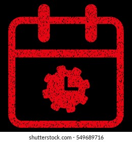 Time Service Day grainy textured icon for overlay watermark stamps. Flat symbol with unclean texture. Dotted vector red ink rubber seal stamp with grunge design on a black background.