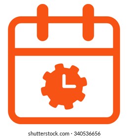 Time Service Day vector icon. Style is flat symbol, orange color, rounded angles, white background.