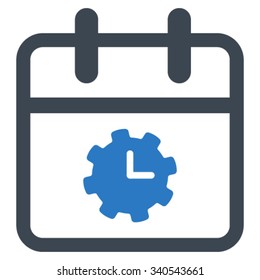 Time Service Day vector icon. Style is bicolor flat symbol, smooth blue colors, rounded angles, white background.