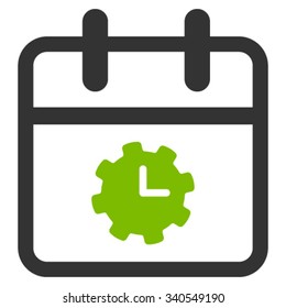 Time Service Day vector icon. Style is bicolor flat symbol, eco green and gray colors, rounded angles, white background.