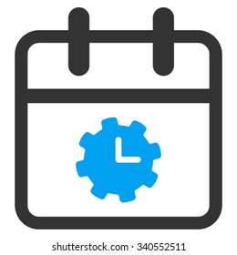 Time Service Day vector icon. Style is bicolor flat symbol, blue and gray colors, rounded angles, white background.