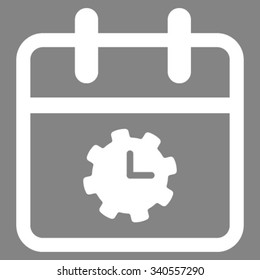 Time Service Day vector icon. Style is flat symbol, white color, rounded angles, gray background.