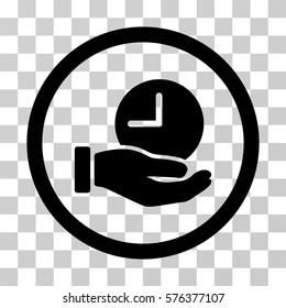 Time Service rounded icon. Vector illustration style is a flat iconic symbol inside a circle, black color, transparent background. Designed for web and software interfaces.