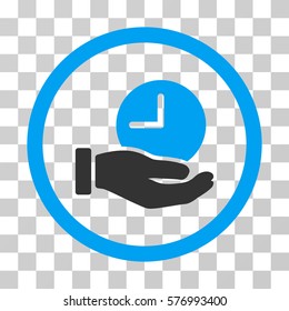 Time Service rounded icon. Vector bicolor illustration style is a flat iconic symbol inside a circle, blue and gray colors, transparent background. Designed for web and software interfaces.