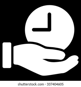 Time Service vector icon. Style is flat symbol, white color, rounded angles, black background.