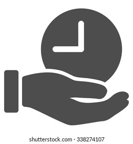 Time Service vector icon. Style is flat symbol, gray color, rounded angles, white background.