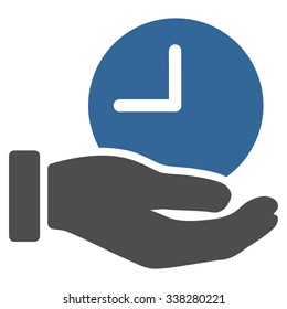 Time Service vector icon. Style is bicolor flat symbol, cobalt and gray colors, rounded angles, white background.