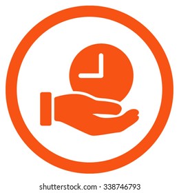 Time Service vector icon. Style is flat rounded symbol, orange color, rounded angles, white background.
