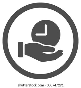 Time Service vector icon. Style is flat rounded symbol, gray color, rounded angles, white background.