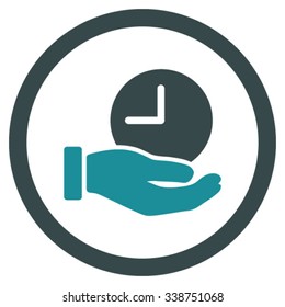 Time Service vector icon. Style is bicolor flat rounded symbol, soft blue colors, rounded angles, white background.