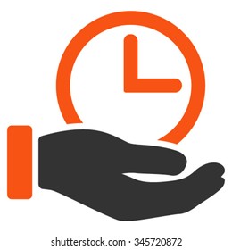 Time Service vector icon. Style is bicolor flat symbol, orange and gray colors, rounded angles, white background.