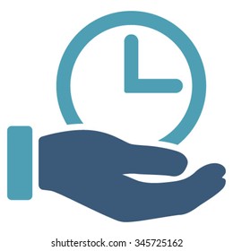 Time Service vector icon. Style is bicolor flat symbol, cyan and blue colors, rounded angles, white background.