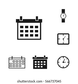 Time set, clock and calendar icon