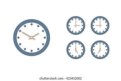 Time set icon. Clock set icon.