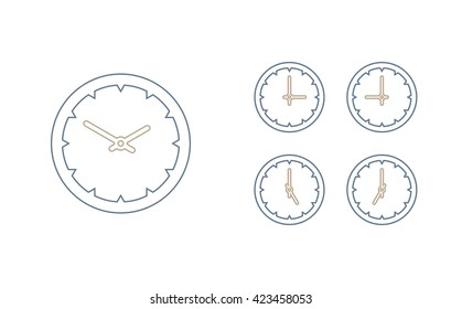 Time set icon. Clock set icon.