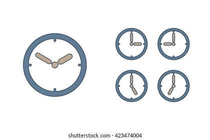 Time set icon. Clock set icon.