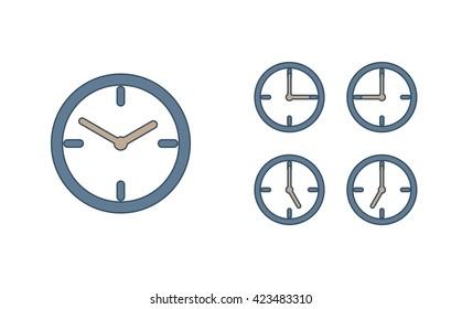 Time set icon. Clock set icon.
