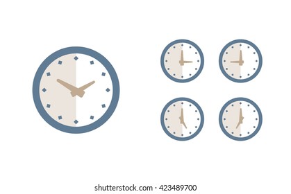 Time set icon. Clock set icon.