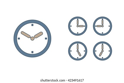 Time set icon. Clock set icon.